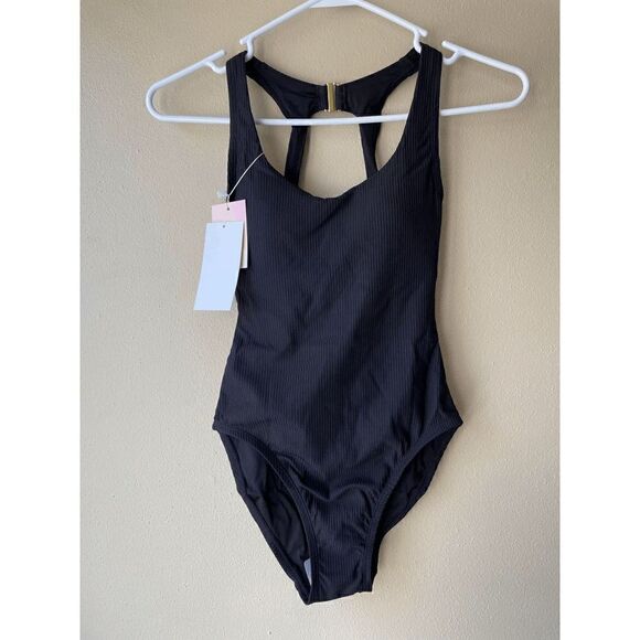 Andie the Catalina Ribbed One Piece in Black Size XXS - Picture 1 of 3